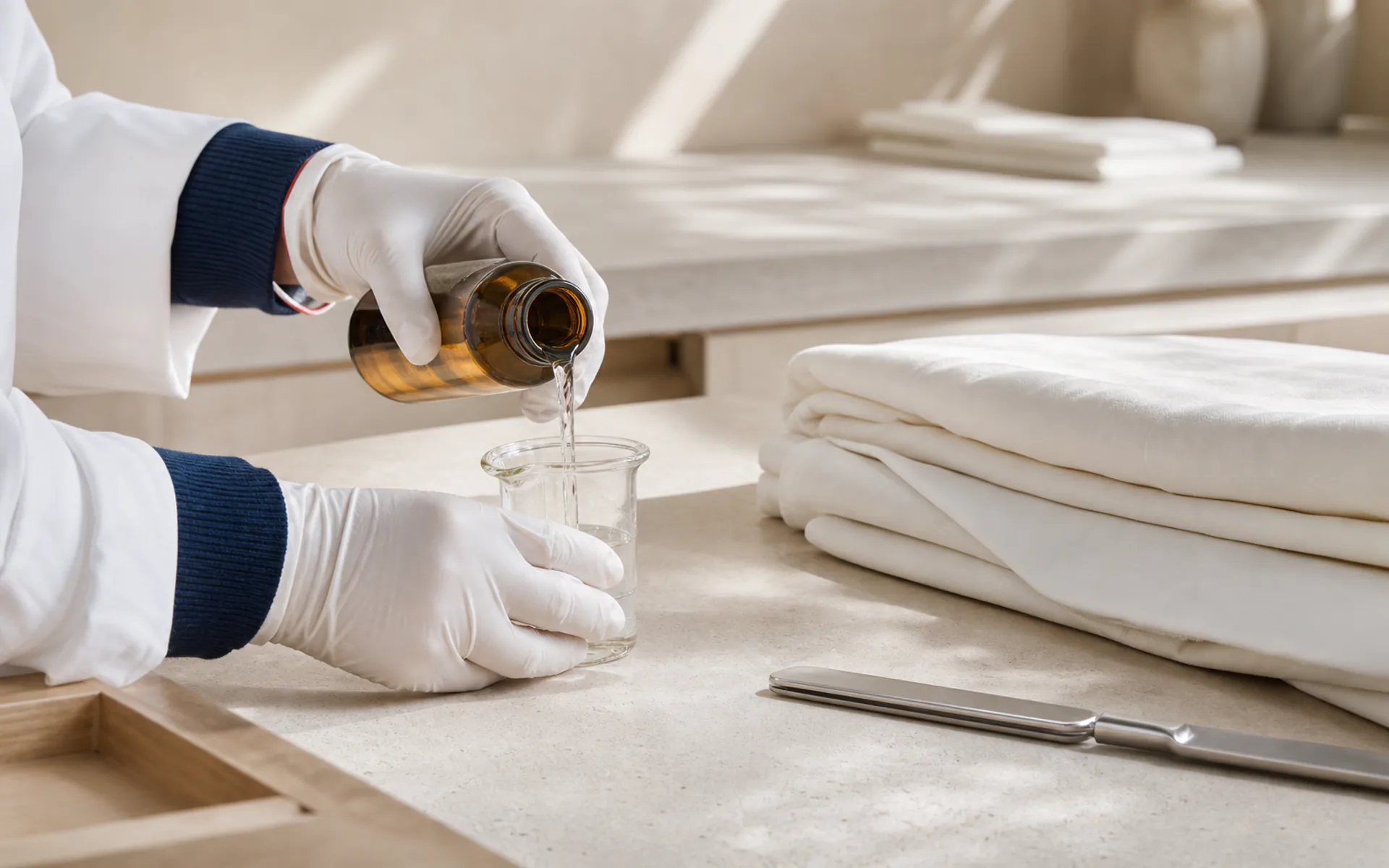 Produto profissional biodegradavel sendo dosado numa loja DryClean USA